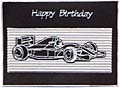 Formula one car rubber stamping card